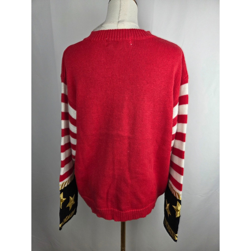Alexa Grace 90s Patriotic Cardigan 1X Red Americana Stars Stripes Embellished - Picture 3 of 10
